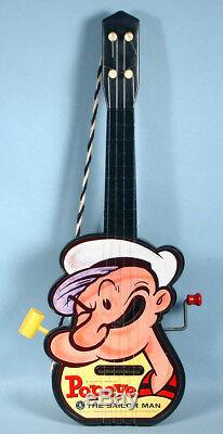 1950s Popeye the Sailor Getar Mattel Music Box Guitar Toy with Original Box