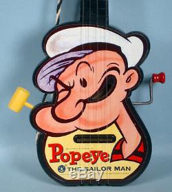 1950s Popeye the Sailor Getar Mattel Music Box Guitar Toy with Original Box