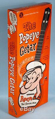 1950s Popeye the Sailor Getar Mattel Music Box Guitar Toy with Original Box