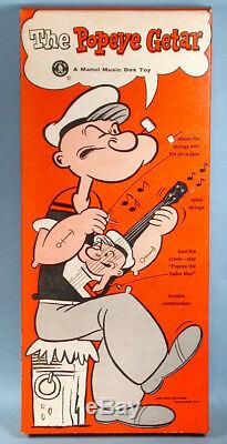 1950s Popeye the Sailor Getar Mattel Music Box Guitar Toy with Original Box