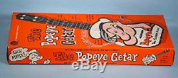 1950s Popeye the Sailor Getar Mattel Music Box Guitar Toy with Original Box