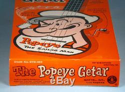 1950s Popeye the Sailor Getar Mattel Music Box Guitar Toy with Original Box