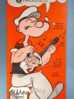 1950s Popeye the Sailor Getar Mattel Music Box Guitar Toy with Original Box