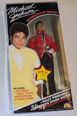 1984 Michael Jackson BEAT IT Outfit 12 Doll Figure SEALED Glove Mic Stand Box