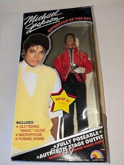 1984 Michael Jackson BEAT IT Outfit 12 Doll Figure SEALED Glove Mic Stand Box