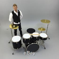 1/6 Scale Drum Kit Drum Set Black Musical Instrument Pack