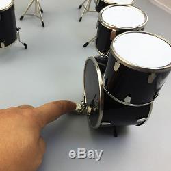 1/6 Scale Drum Kit Drum Set Black Musical Instrument Pack