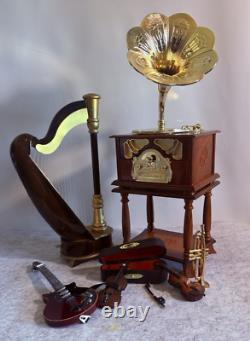 1/6 Scale Music Room Collection Harp Violins Trumpet Electric Guitar & Gramoph