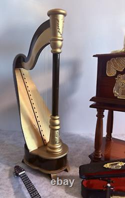 1/6 Scale Music Room Collection Harp Violins Trumpet Electric Guitar & Gramoph