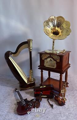 1/6 Scale Music Room Collection Harp Violins Trumpet Electric Guitar & Gramoph
