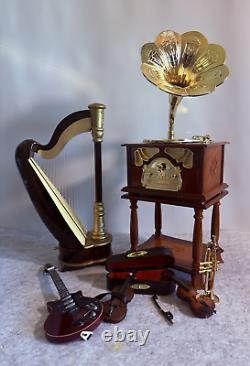 1/6 Scale Music Room Collection Harp Violins Trumpet Electric Guitar & Gramoph