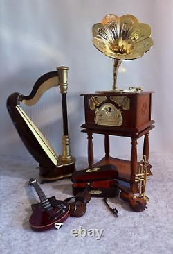 1/6 Scale Music Room Collection Harp Violins Trumpet Electric Guitar & Gramoph