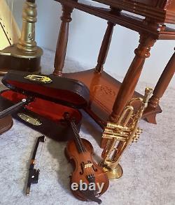 1/6 Scale Music Room Collection Harp Violins Trumpet Electric Guitar & Gramoph