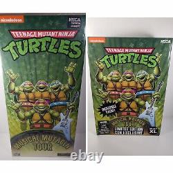 2020 Sdcc Neca Tmnt Musical Mutagen Tour 4 Pack & Accessory Pack (xl) Bundle