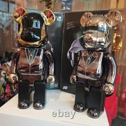 2PCS Bear brick 400% Gold and Silver Daft Punk Electroplated Music Bear Figure