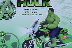 Avengers Hulk Figure & Motorbike Flashing Light & Music Sound Bump N Go