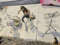 Band Musician Action Figure Set with Drum Kit, Guitars & Cymbal Stand Plastic