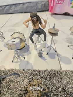 Band Musician Action Figure Set with Drum Kit, Guitars & Cymbal Stand Plastic