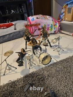 Band Musician Action Figure Set with Drum Kit, Guitars & Cymbal Stand Plastic