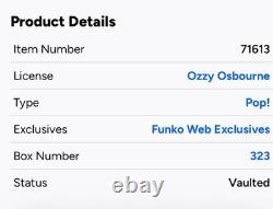 Funko Pop! Rocks Ozzy Osbourne #323 Vinyl Figurine Exclusive! In hard case