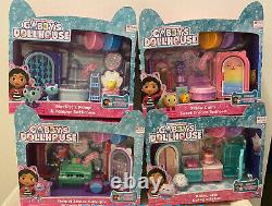 Gabby's Dollhouse Set Of 4 -DJ Catnip Music Room, Kitchen, Bedroom, & Bathroom