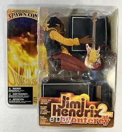 Jimi Hendrix 2 At Monterey McFarlane Figure All Original With Base Amp sealed 2004