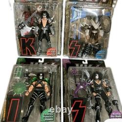 KISS Action Figure Lot of 4 with Accessories Gene Simmons Ace Frehley & More