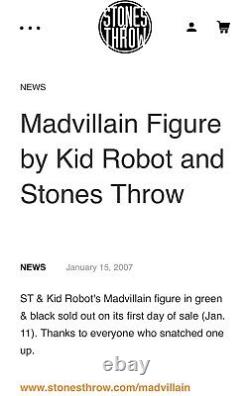 MF DOOM KIDROBOT X STONES THROW MADVILLAIN Figurine Rare 2007