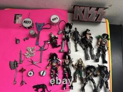 McFarlane Kiss Action Figures Lot Of 10 & Accessories 1998 & Giant Kiss Logo