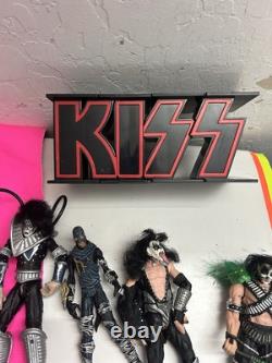 McFarlane Kiss Action Figures Lot Of 10 & Accessories 1998 & Giant Kiss Logo