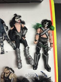 McFarlane Kiss Action Figures Lot Of 10 & Accessories 1998 & Giant Kiss Logo