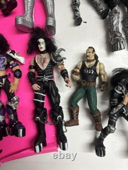 McFarlane Kiss Action Figures Lot Of 10 & Accessories 1998 & Giant Kiss Logo
