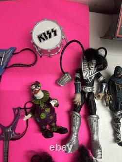 McFarlane Kiss Action Figures Lot Of 10 & Accessories 1998 & Giant Kiss Logo