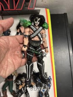 McFarlane Kiss Action Figures Lot Of 10 & Accessories 1998 & Giant Kiss Logo