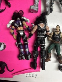McFarlane Kiss Action Figures Lot Of 10 & Accessories 1998 & Giant Kiss Logo