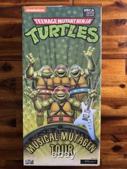 NECA SDCC Teenage Mutant Ninja Turtles Musical Mutagen Tour 4 Pack & Bonus Sz L