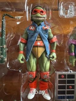 NECA SDCC Teenage Mutant Ninja Turtles Musical Mutagen Tour 4 Pack & Bonus Sz L