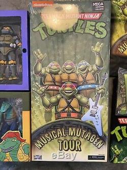 NECA TMNT Slash & Leatherhead + MUSICAL MUTAGEN 4 Pack + Mighty MetalHead