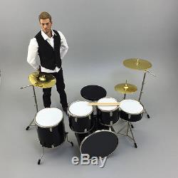 NEW 1/6 Scale Drum Set Drum Kit Black Musical Instrument Pack