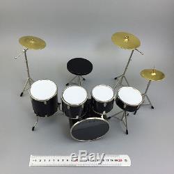NEW 1/6 Scale Drum Set Drum Kit Black Musical Instrument Pack