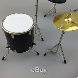 NEW 1/6 Scale Drum Set Drum Kit Black Musical Instrument Pack