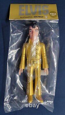 NIB RARE Medicom Vinyl Collectible Doll Elvis Presley Gold Color Figurine