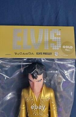 NIB RARE Medicom Vinyl Collectible Doll Elvis Presley Gold Color Figurine