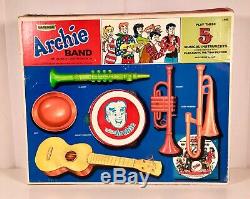 RARE 1969 Emenee Archie Band Toy Musical Instruments MIB Tin Tambourine Guitar