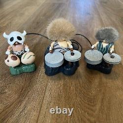 Rare Vintage Bandai Caveman Drummers 3 Piece Set Battery Powered Musical Toy