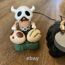 Rare Vintage Bandai Caveman Drummers 3 Piece Set Battery Powered Musical Toy