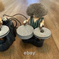 Rare Vintage Bandai Caveman Drummers 3 Piece Set Battery Powered Musical Toy