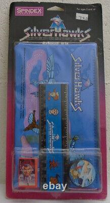 Silverhawks School Kit Pencil Case Eraser Sharpner Ruler Vintage Spindex RARE