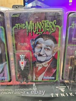 Super7 1st Release The Munsters Reaction Set Of 3 Herman, Lily, Grandpa In Color