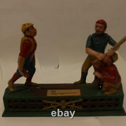 Vintage Cast Iron Baseball Figures Coin Bank Ibm Award